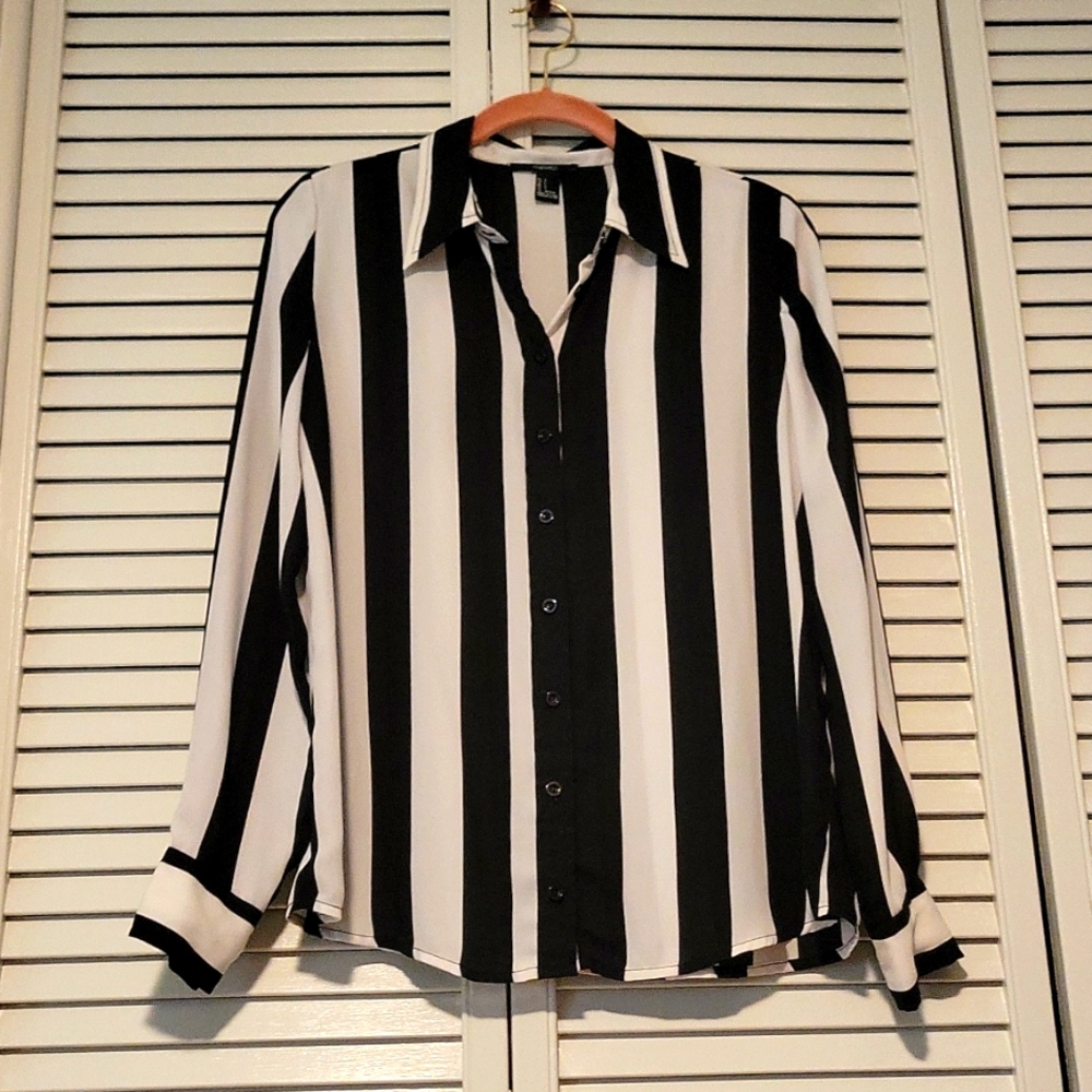 Forever 21 Black and White Striped Blouse